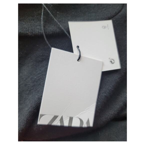 ZARA Prairie Style Midi Dress Women's Cottagecore Short Sleeve Sz XL Black - Picture 13 of 13